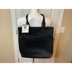 Michael Kors Black Neoprene Jet Set MK Signature Logo Tote Bag